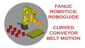CURVED CONVEYOR BELT MOTION  IN ROBOGUIDE SIMULATION SOFTWARE