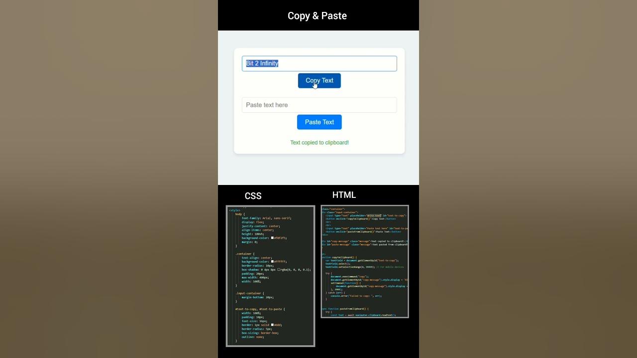 Copy & Paste Button in CSS Javascript #javascript #css #coding # ...