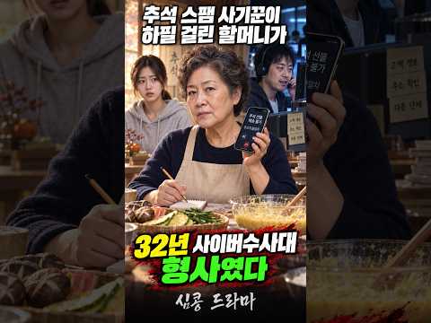 추석 보이스피싱 사기꾼이 하필 걸린 할머니가 32년 사이버수사대 형사였다 #추석 #택배사기 #스미싱 #보이스피싱 #명절사기예방 #금감원사칭 #안전계좌 #사이버수사대  #숏드라마 thumbnail