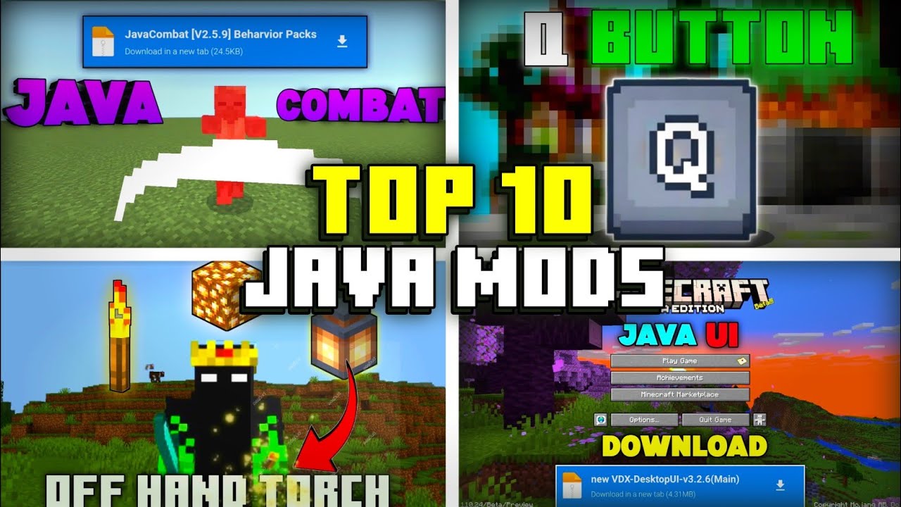 10 Mods To Convert MCPE Into Java Edition (1.26+) | top 10 Java Mods ...