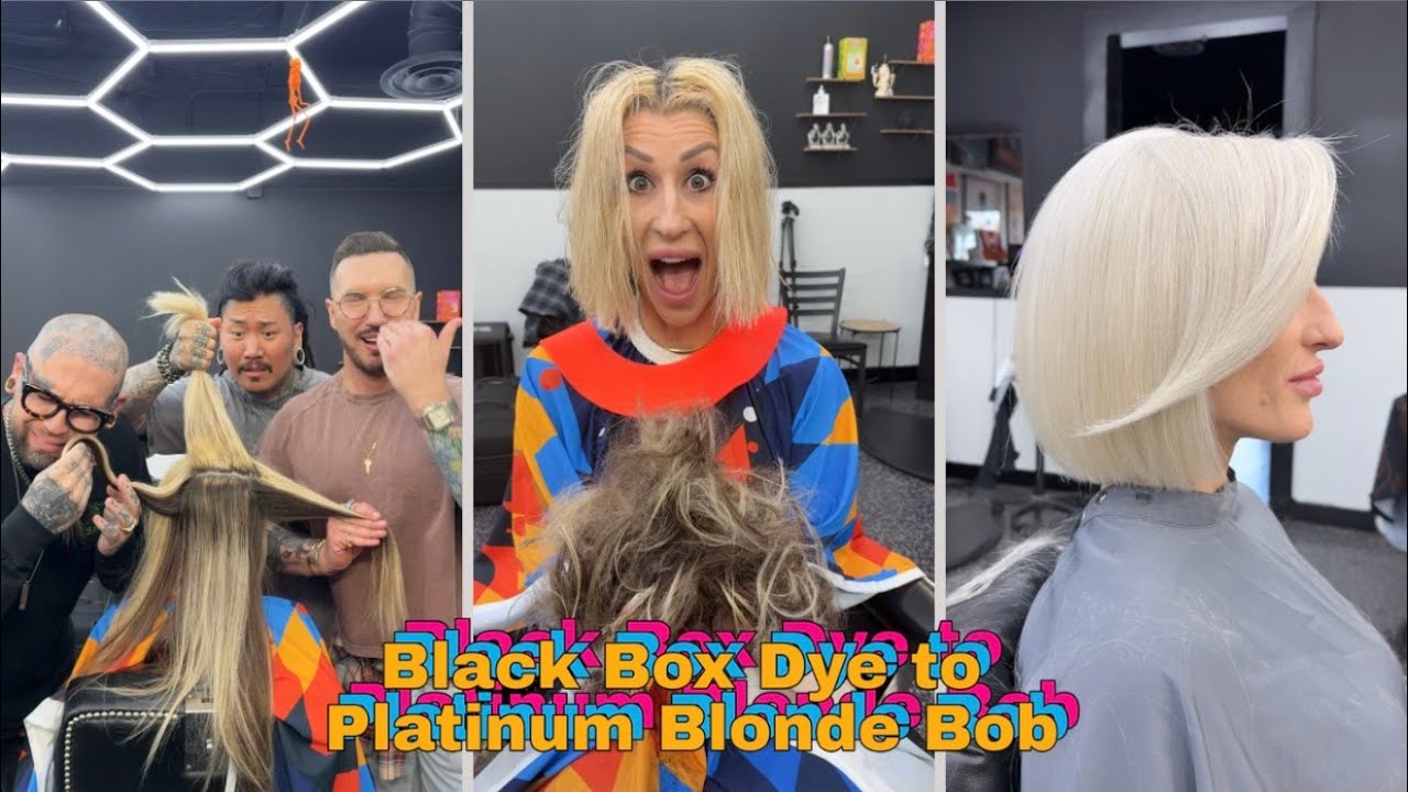 BLACK BOX DYE TO PLATINUM BLONDE BOB