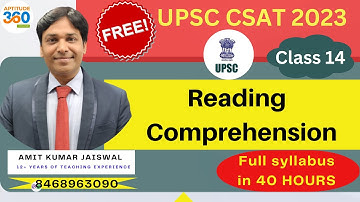 UPSC CSAT 2023 CRASH COURSE - CLASS 14 #csat2023 #csat #upsccsat