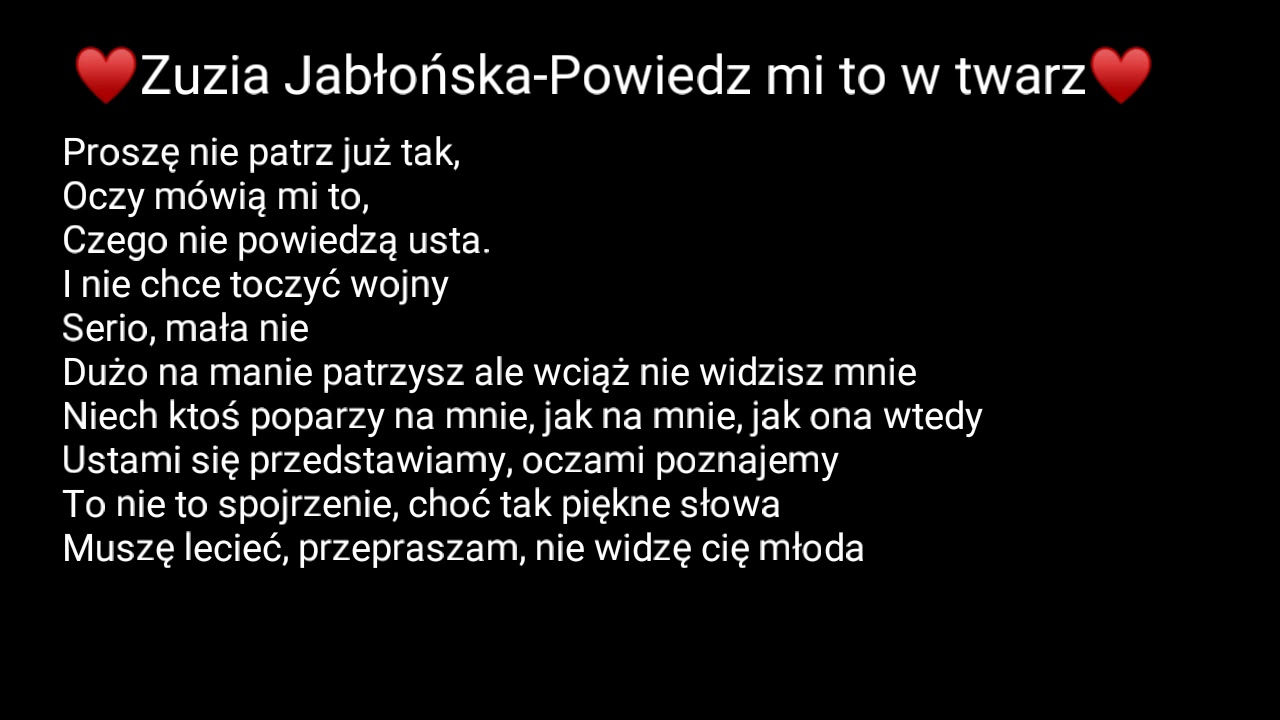 Zuza Jabłońska Powiedz Mi To W Twarz