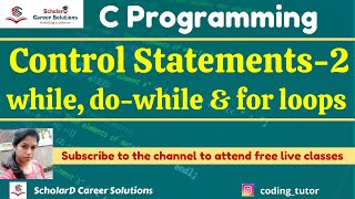 C Programming for Beginners : Looping Statements - 2 (while, do-while, for loop) | Coding Simplified