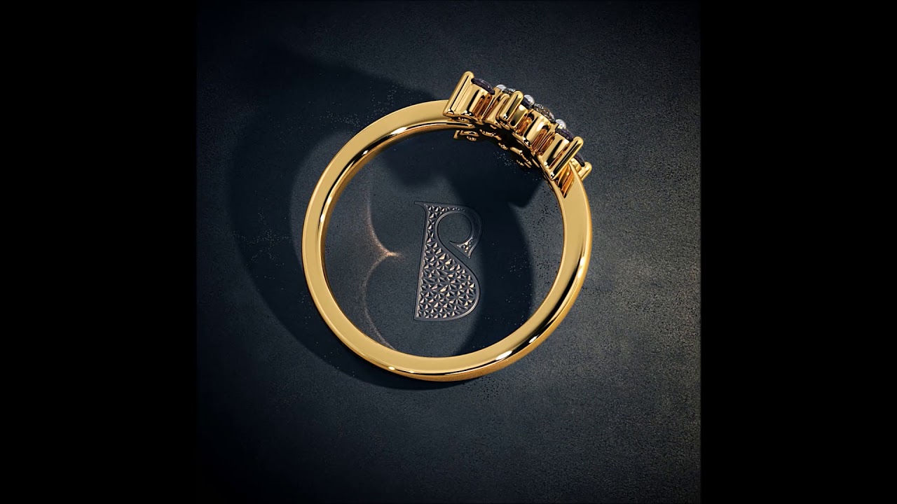 Amethyst And Diamond Ring In 18Kt Yellow Gold