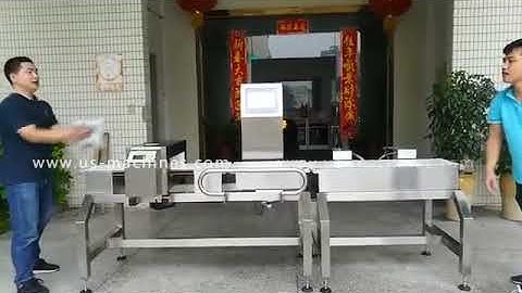 Product bag pouch automatic metal detecting weight checking with rejection system testing video