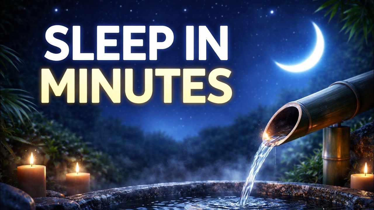 Deep Sleep Music 🌙 Bamboo Water Fountain Sounds & Healing Piano for Insomnia (1 Hour)