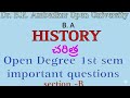 Dr. B.R. Ambedkar Open University HISTORY IMPORTANT QUESTIONS OPEN DEGREE 1st sem #braou