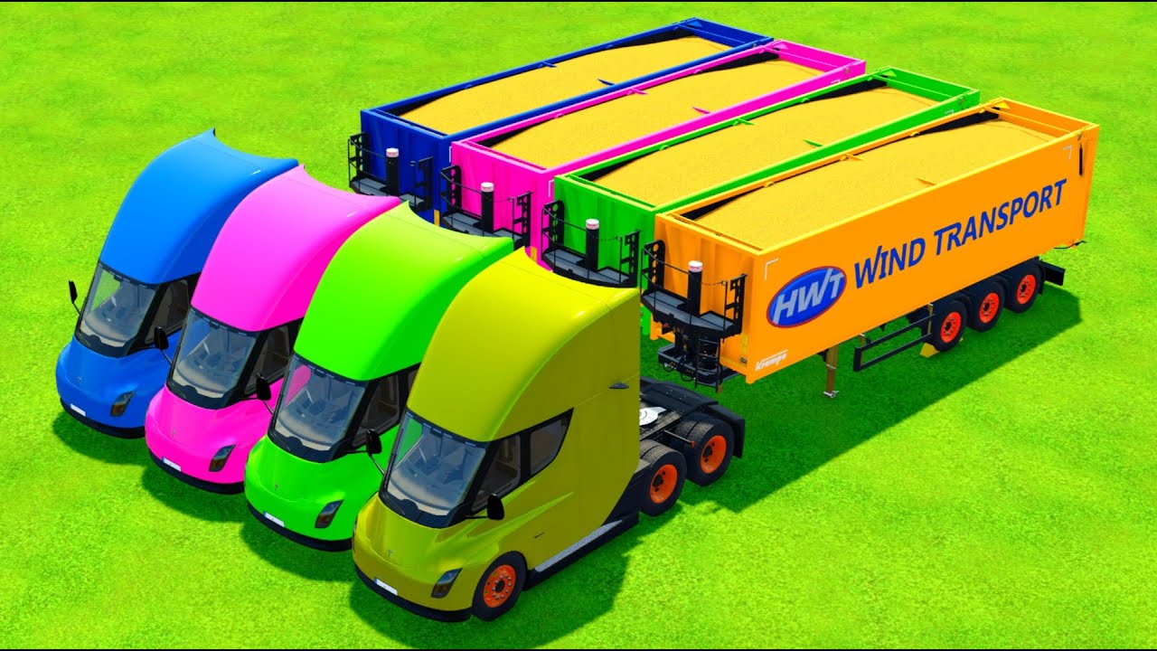 TRANSPORTING COLORFUL RAINBOW TRAILER TRUCKS - ANIMAL FEED   Farming Simulator 22 #5