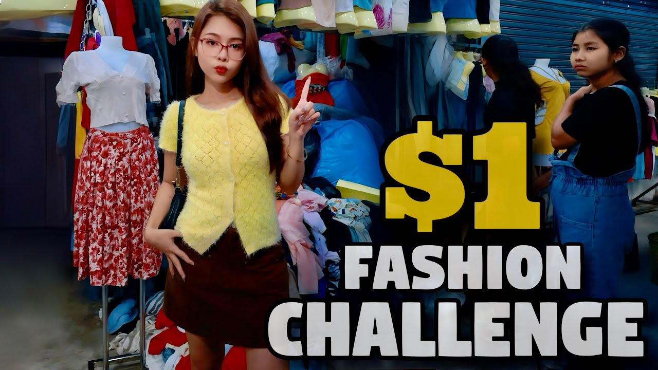 1 DOLLAR Fashion Challenge - Thrift Shopping in Yangon, Myanmar. (Burma)