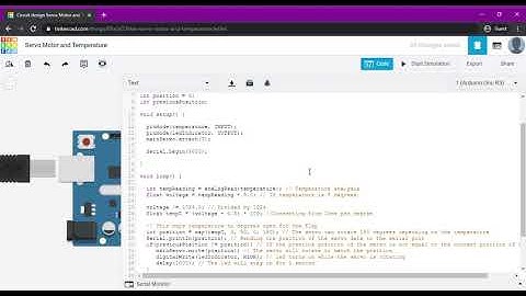 Tinkercad Arduino Circit - Servo Motor and Temperature sensor