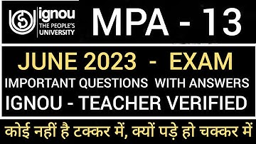 MPA 013 MOST IMPORTANT QUESTIONS JUNE 2023 EXAM | MPA 13 IMPORTANT QUESTIONS IN ENGLISH