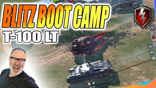 T-100 LT LIGHT TANKING GAMEPLAY AND ANALYSIS  BOOT CAMP FOR WORLD OF TANKS BLITZ