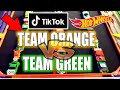 Hot Wheels Treadmill Race Cars - TEAM ORANGE VS TEAM GREEN Demolition Derby Knockout Tournament