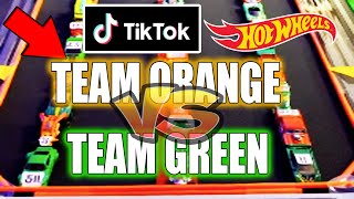 Hot Wheels Treadmill Race Cars - TEAM ORANGE VS TEAM GREEN Demolition Derby Knockout Tournament