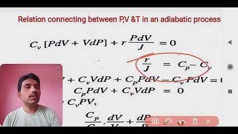 Relation connecting between P, V & T in an adiabatic process