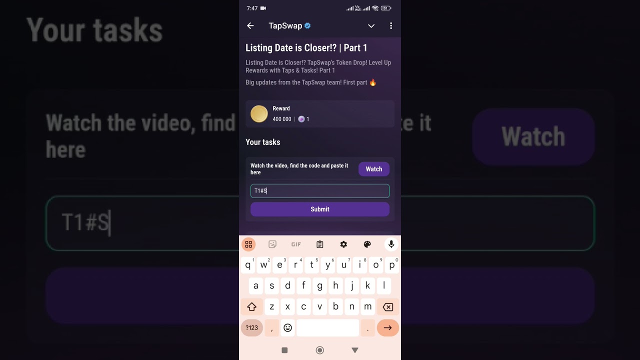 Listing Date is Closer! Part 1 | Tap Swap Video Code.
