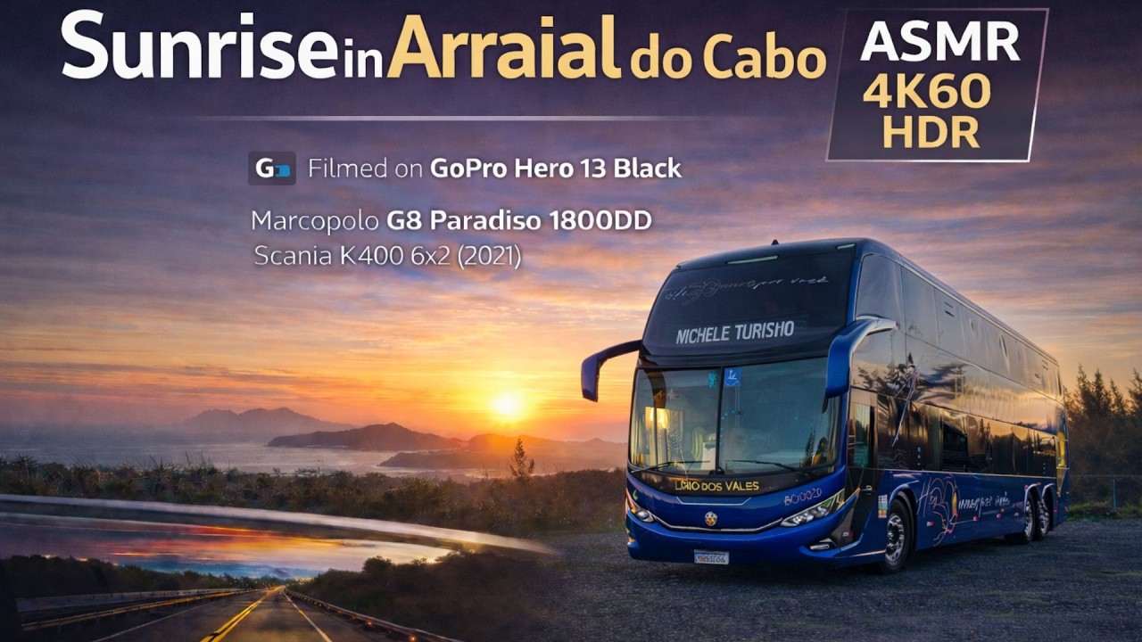 Sunrise Drive to Arraial do Cabo, Brazil 🇧🇷 | Bus ASMR 4K60 HDR