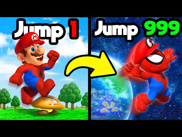 Every JUMP MULTIPLIES for SPIDERMAN... (Mario Odyssey Mods!) class=