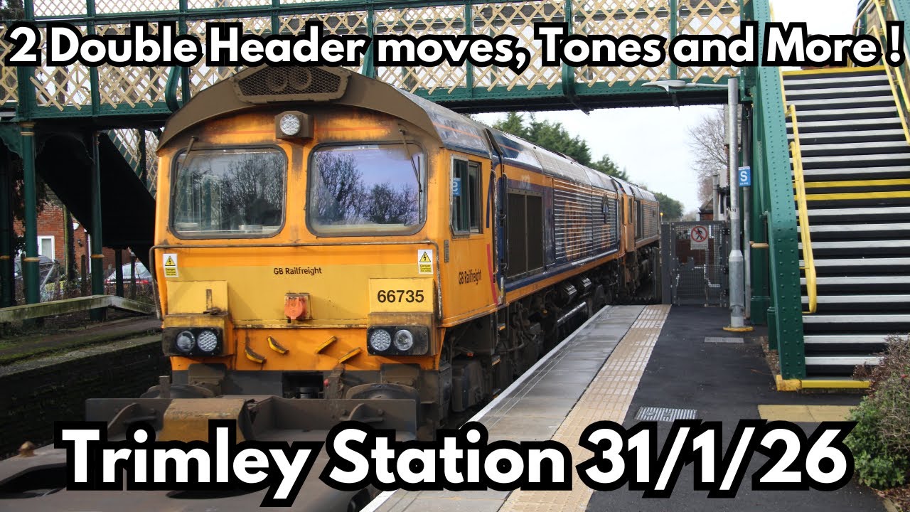 Trains At Trimley Station 31/1/26 | 2 Double Header Moves, Tones and More !  #train #railway #tones