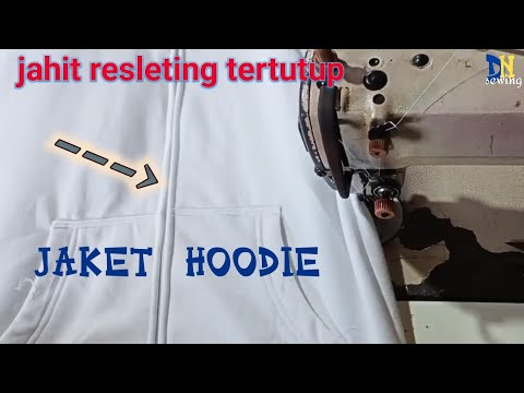 Jahit resleting / zipper tertutup untuk jaket hoodie sweater