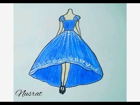 Dress Drawing for Beginners- step by step II Fashion girl drawing II Girl drawing/ Easy Art