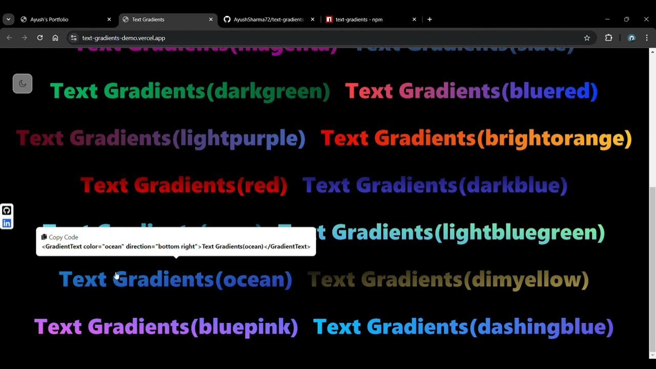 How to apply gradients inside text using react package - YouTube
