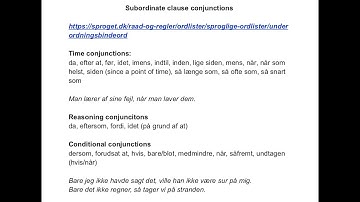 Subordinate clause conjunctions in Danish