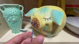 Amazing 1950s Piggy Bank With Cork Stopper Nose Antique
