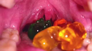 Eating and Swallowing Gummy Bears | VORE AND MOUTH UVULA VIDEO