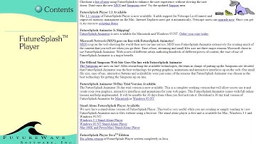 FutureWave Software website in 1996