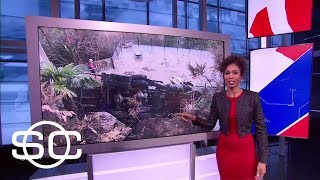 Semi-truck crashes into Trail Blazer guard Evan Turner's pool | SportsCenter | ESPN