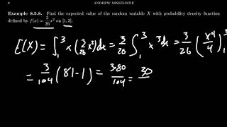 Expected Values and Continuous Random Variables