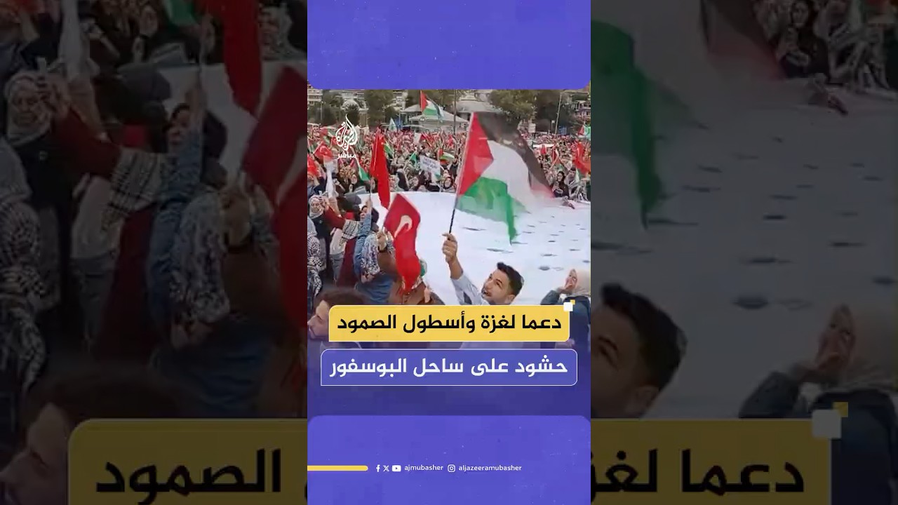 مسيرة ومظاهرة حاشدة على ساحل البوسفور بإسطنبول دعما لأسطول الصمود