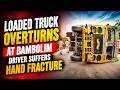 Loaded truck overturns at Bambolim, Driver suffers hand fracture
