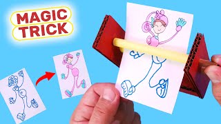 Cartoon printer machine with Mommy Long Legs. Paper Magic Trick. Paper Transformations ARTS & CRAFT
