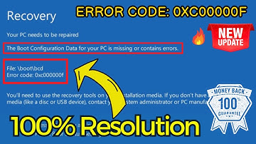 Error code 0xc00000f Your PC needs to be repaired fix boot configuration data missing