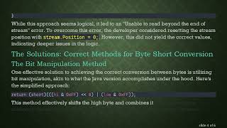 Translating Java ByteBuffer to C# : Solving Short Conversion Issues with MemoryStream