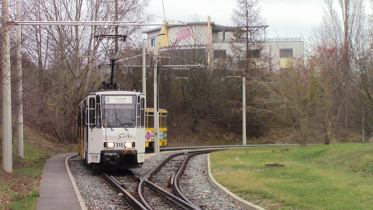 Straßenbahn Gera Tram Route 3 Hilde-Coppi-Straße to Lusan/Zeulsdorf ČKD Tatra KT4D 316