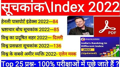 All Index 2022||2022 के महत्वपूर्ण सूचकांक||suchkank 2022||index 2022|| @vikramguptamotivationexpress