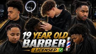 DAY IN THE LIFE OF A 19 YEAR OLD LICENSED BARBER 💈🔥