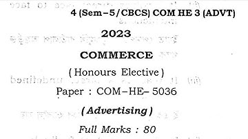 BCom 5th semester commerce Honours electric paper HE 3 Advertising Guwahati University COM-HE-5036
