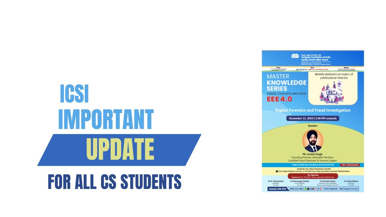 Icsi Updated Module ICSI IMPORTANT UPDATE FOR ALL CS STUDENTS - YouTube