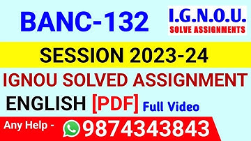 BANC 132 Solved Assignment 2023-24 English, BANC 132 Solved Assignment 23-24, BANC-132 Assignment