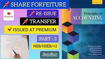 Forfeiture, Reissue & Transfer of Shares at Premium | Class 12 Accounts  | Principles of Accounting