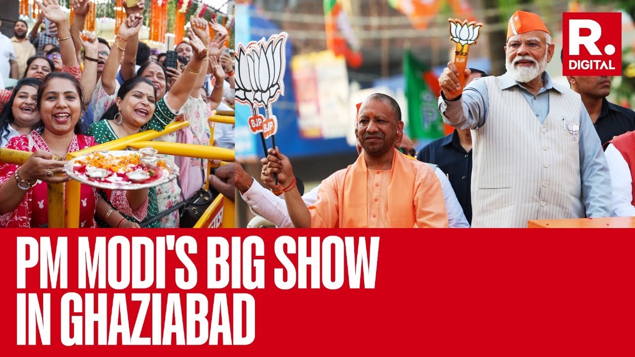 Massive Crowd Greets PM Modi At Roadshow In Ghaziabad With CM Yogi ...
