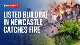 Newcastle fire: Crews battle huge blaze at disused university halls