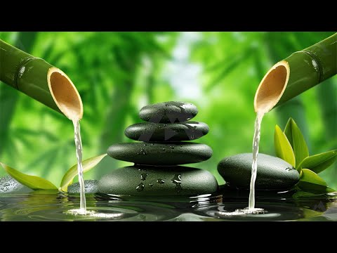 Healing Bamboo Water Fountain 24/7, Relaxing Music, Nature Sounds, Meditation Music With Water Sound