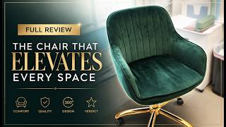 Vanity Chair with Wheels, Comfy Home Office Desk Chairs Adjustable Modern Velvet Makeup Vanity