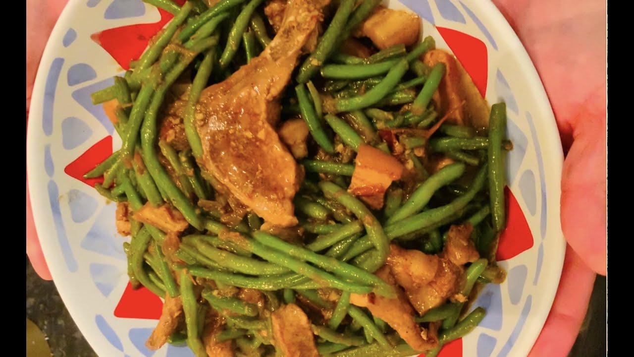 How to make adobong sitaw from frozen, W/ pork chop (maggi savor